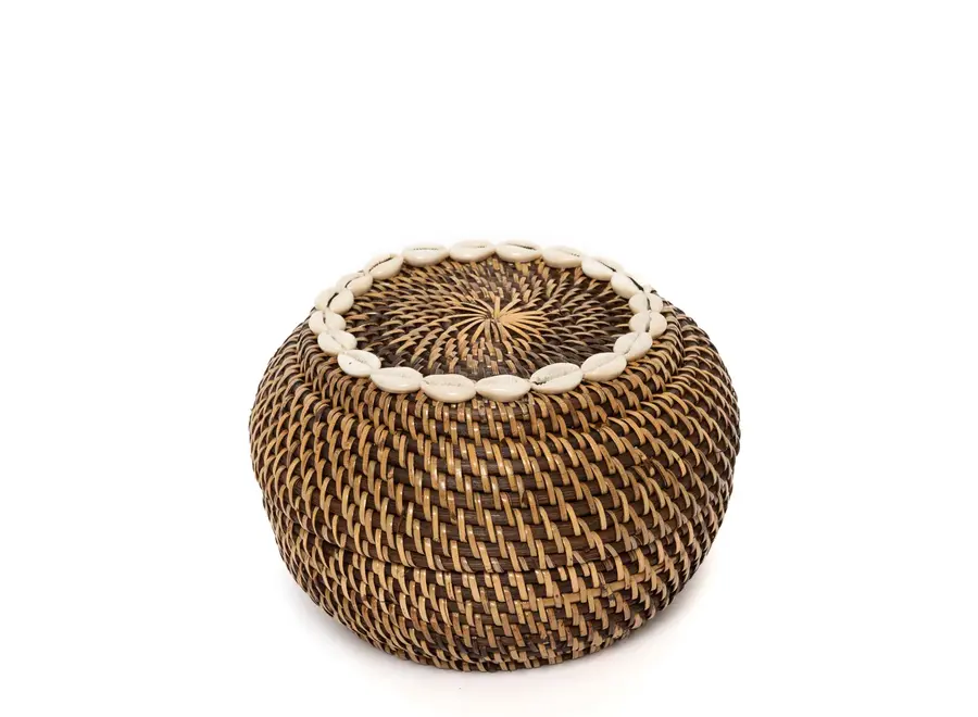 Aufbewahrungskorb aus Mallorca-Muscheln – Rattan-Organizer