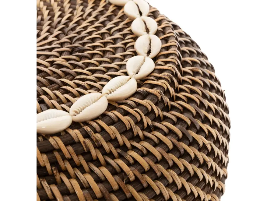 Aufbewahrungskorb aus Mallorca-Muscheln – Rattan-Organizer