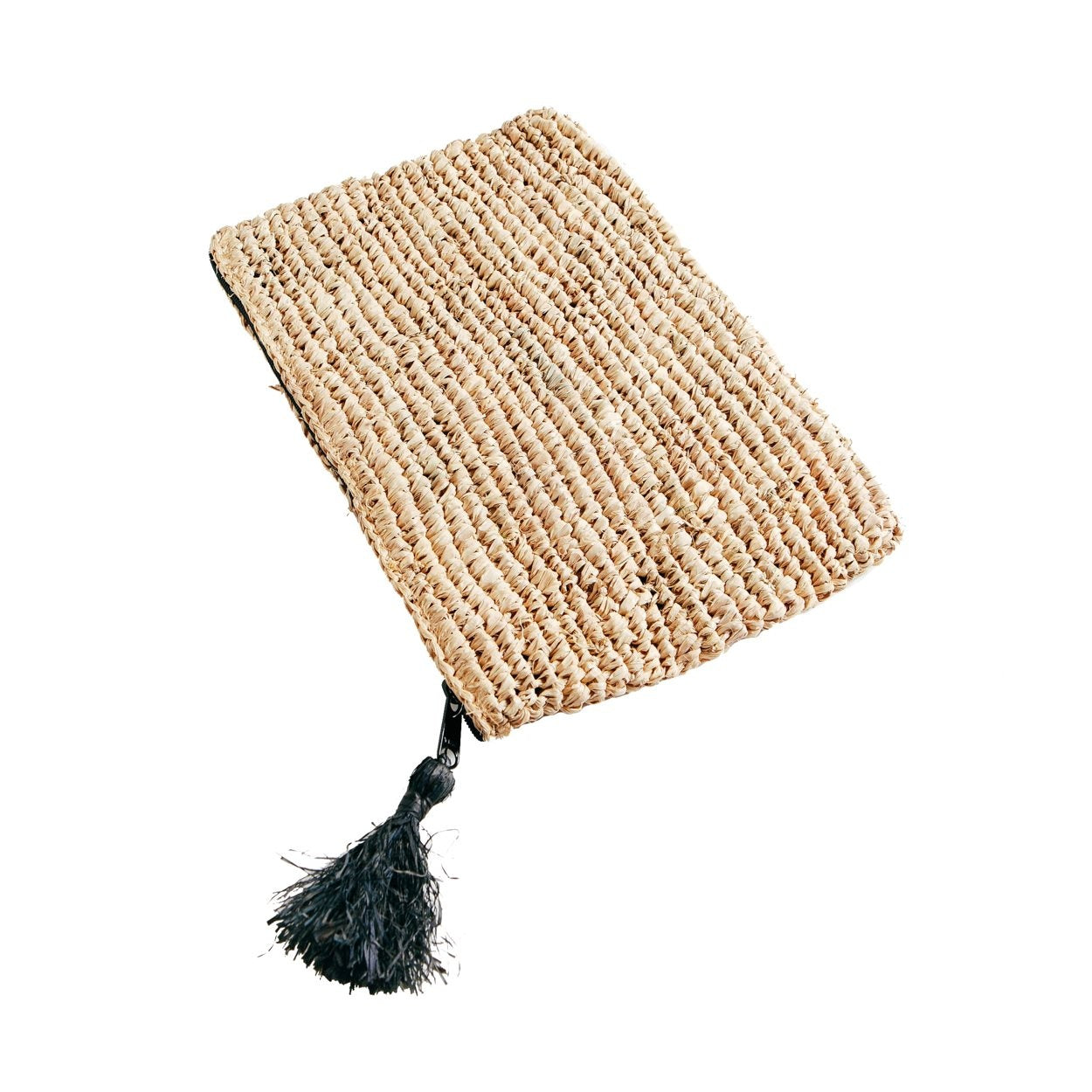 Ibiza Breeze Natürliche Clutch - Schwarze Raffia Clutch