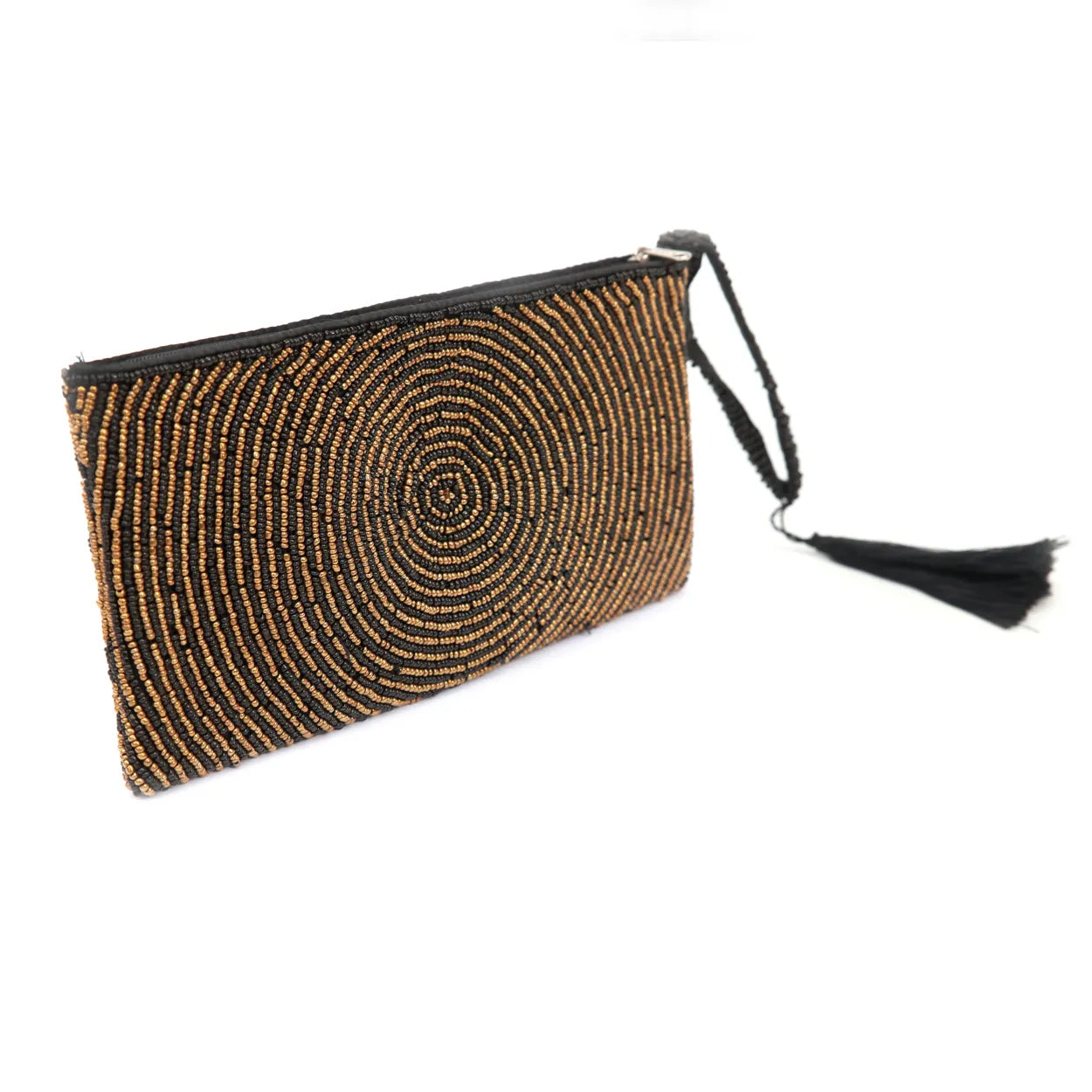 Marbella Clutch mit goldenen Perlen – Accessoire im Boho-Chic-Stil