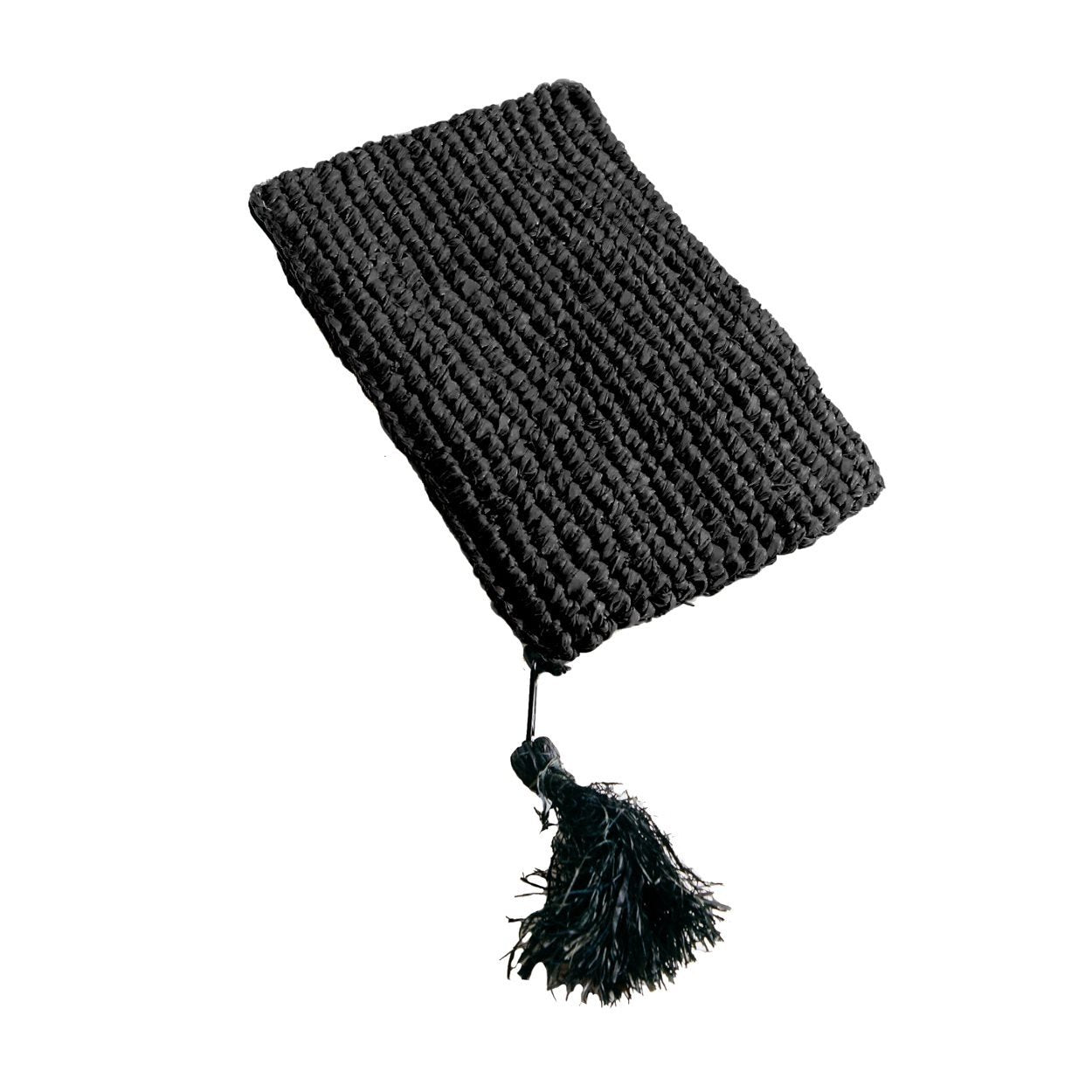 Cabo de Gata Boho Clutch – Schwarze Raffia-Clutch