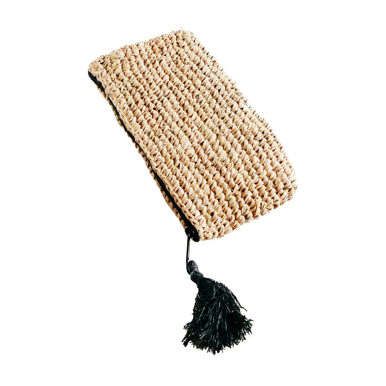 Ibiza Breeze Natürliche Clutch - Schwarze Raffia Clutch