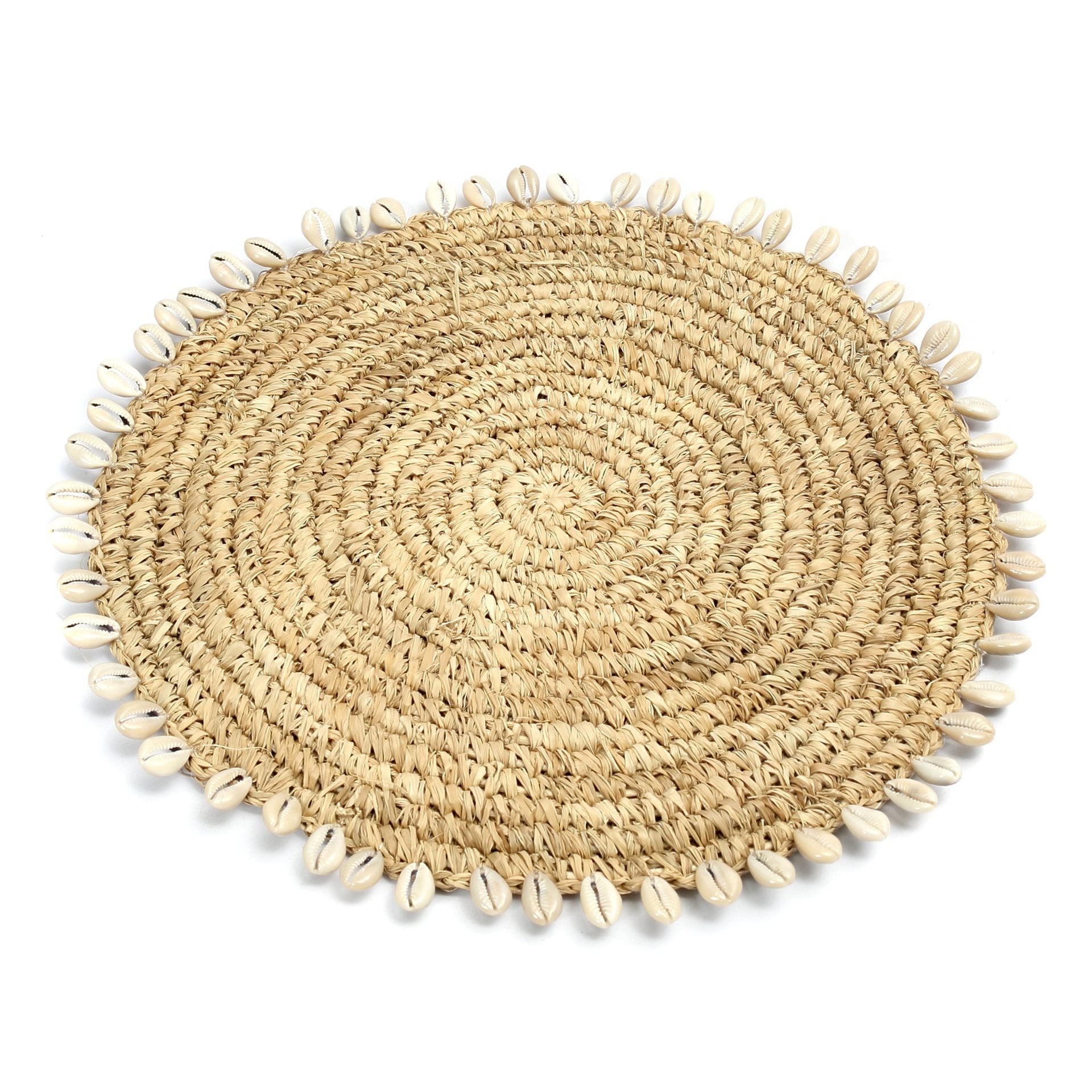 Untersetzer mit Insel-Charm von Formentera – Raffia-Muschelmatte